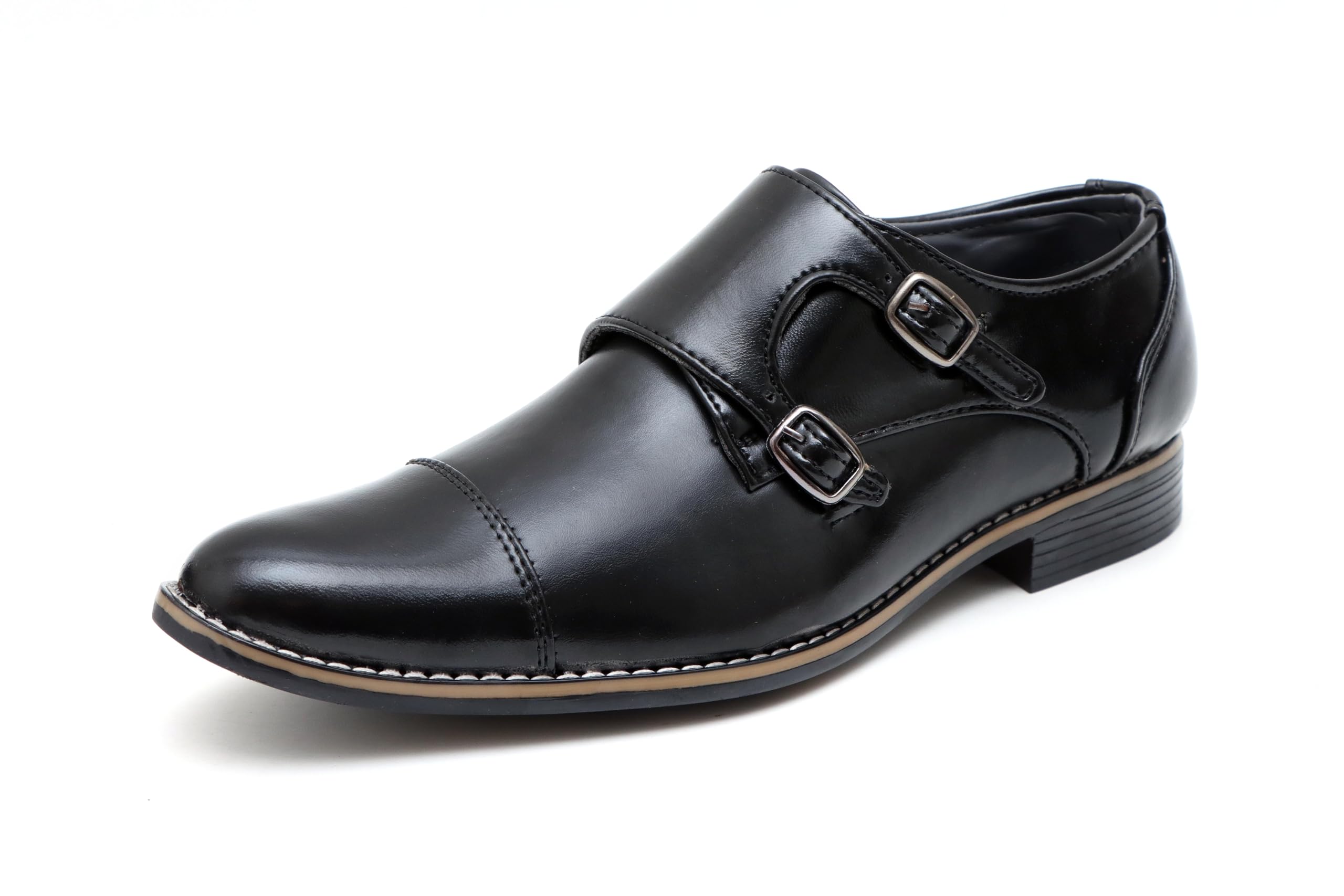 SIR CORBETT Black Mens Faux Leather Buckle Formal Double Strap Monk Shoes - 7 UK (B01B96ERYS) Amazon Price History, Amazon Price Tracker