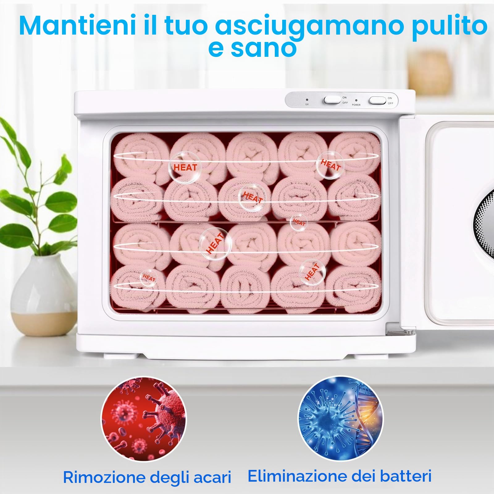 Scaldasalviette 23L con Sterilizzazione UV, Armadietto Scaldasalviette Professionale di Grande Capacità con Finestra, Cestelli in Acciaio Inox e Riscaldamento Rapido, Ideale per Spa Parrucchieri Casa