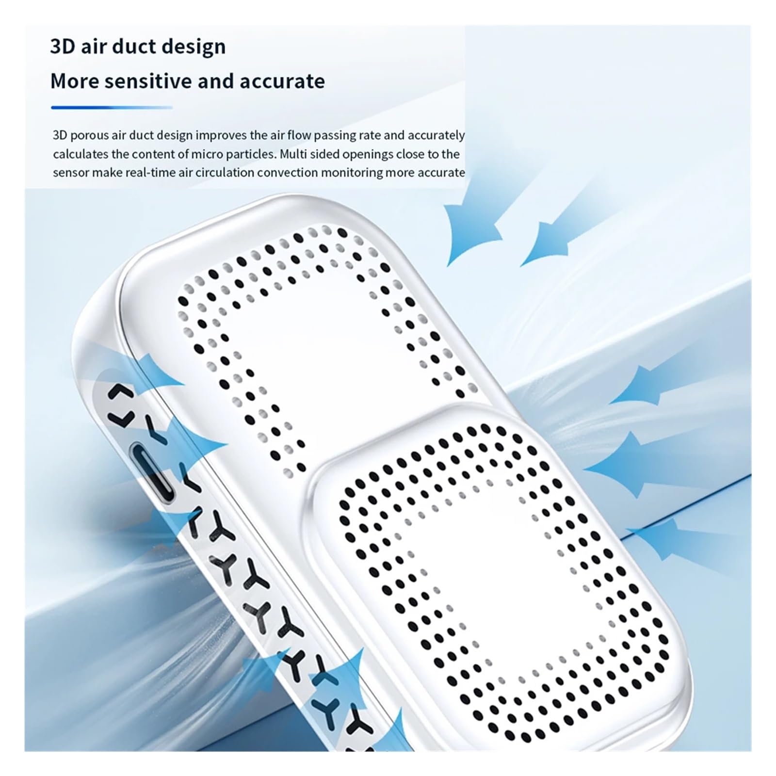 Détecteur De Qualité L'air, Résolution 240x280, Capteurs À Semi-conducteurs Haute Sensibilité 5 en 1 HCHO TVOC CO2, Testeur Température Et D'humidité Rapide Et PréCis(White)
