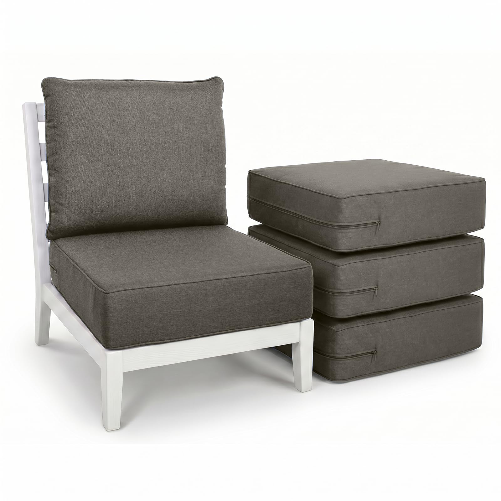 Luxury Outdoor Seat Cushion Set 4-24 x 24 x 6 Inch Outdoor Chair Cushions with Water Resistant &amp; Removable Cover Outdoor Cushions for Patio Furniture Chair Sofa Couch
