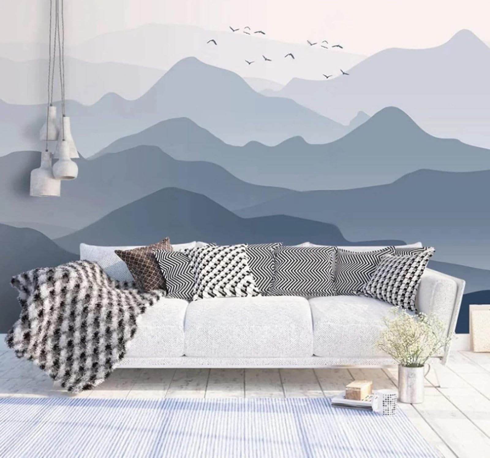 XLMING Hand Drawn Ink Wash Landscape Birds in Flight Scenery 3D Wallpaper Luxury Home Dining Decor Paste Sofa Living Room The Wall for Bedroom Mural-150cm×105cm