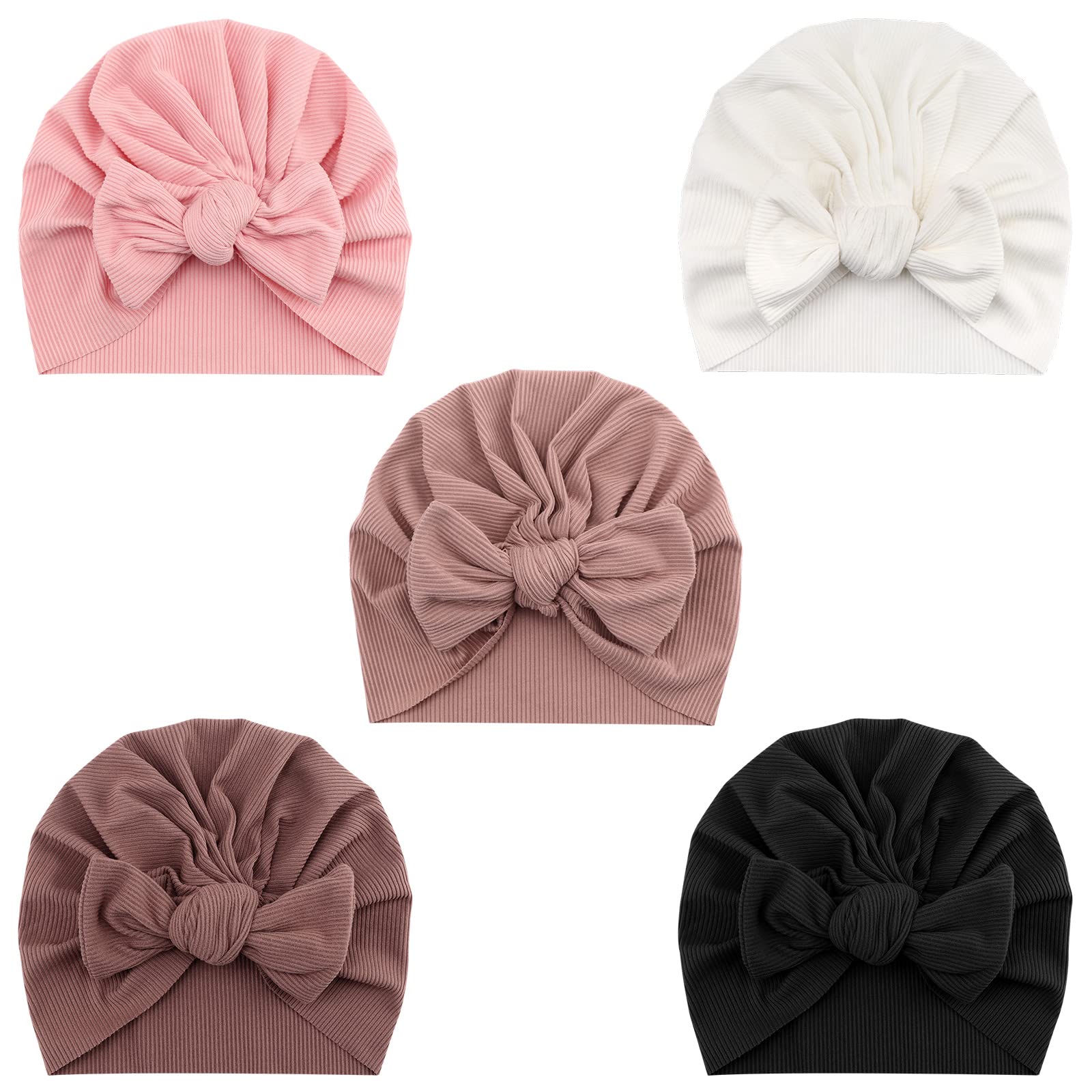 DRESHOW 5 PCS Sombreros y Gorras para Bebés Niño Niña Infantil Turbante Niño Bebé Nudo Sombrero Beanie Gorro
