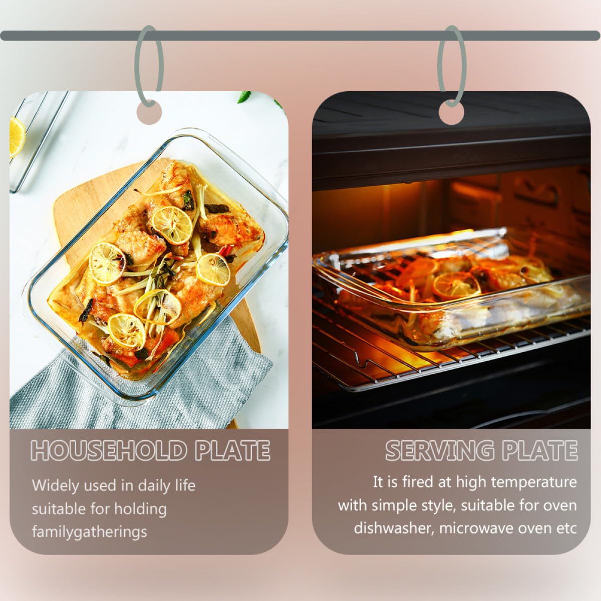 BETOOKY Plat de Service Rectangulaire en Verre Blanc Résistant la Chaleur 2400ml pour Usage Quotidien Compatible Lave-vaisselle et Four