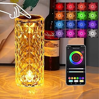 Crystal Lamp LED Bedside Touch Lamp Colors Changing Light APP Control Lights, Night Lights Music Sync Rose Lamp Romantic Rose Lights for Living Room Kids Room, LED Lights for Bedroom