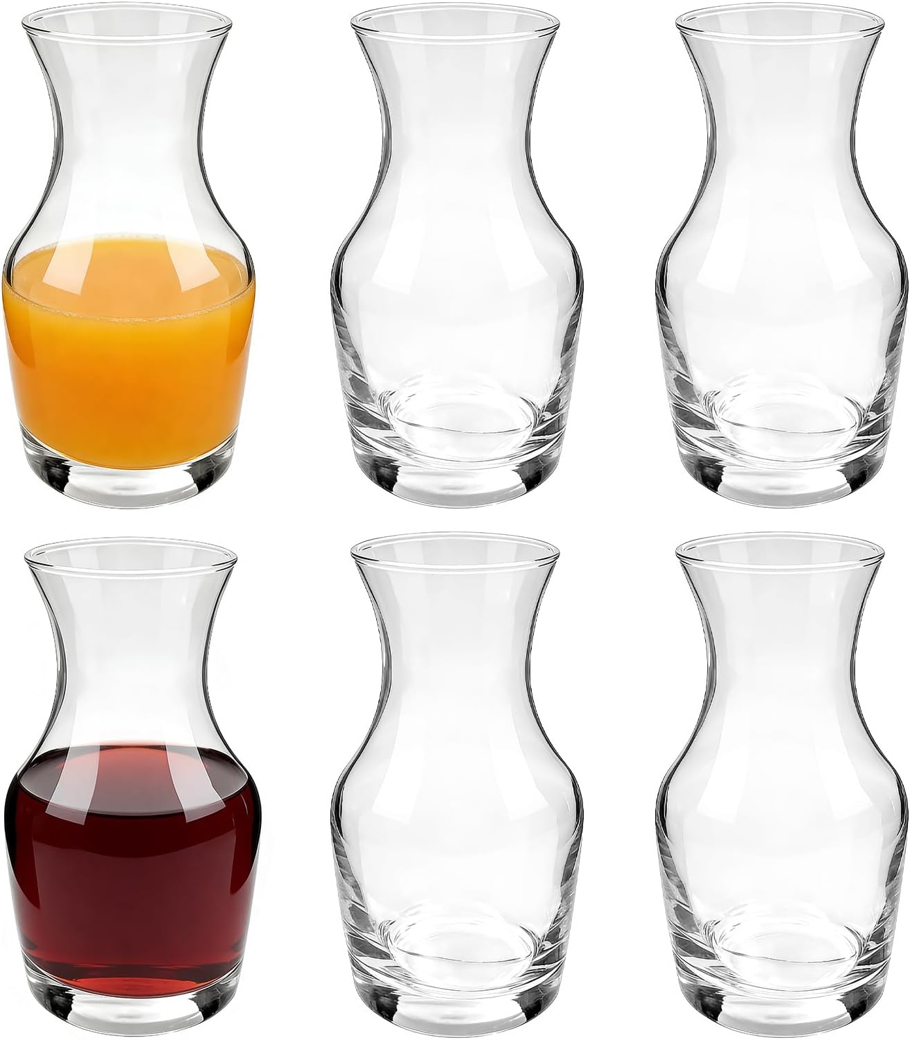 AKAZA 6 Pcs Small Glass Wine Decanter Mini Individual Serving Carafe Glass