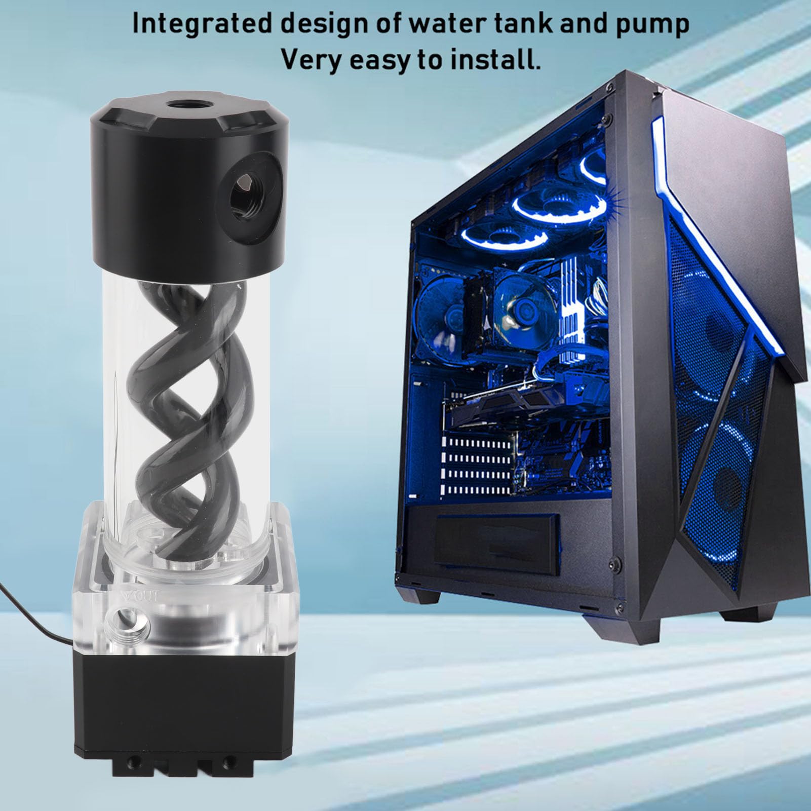 Juego de Bomba de Refrigeración por Agua para Ordenador, ánodo de Aluminio, Kit de Refrigeración por Agua de Alto Flujo Eficiente para Jugadores (BLACK)
