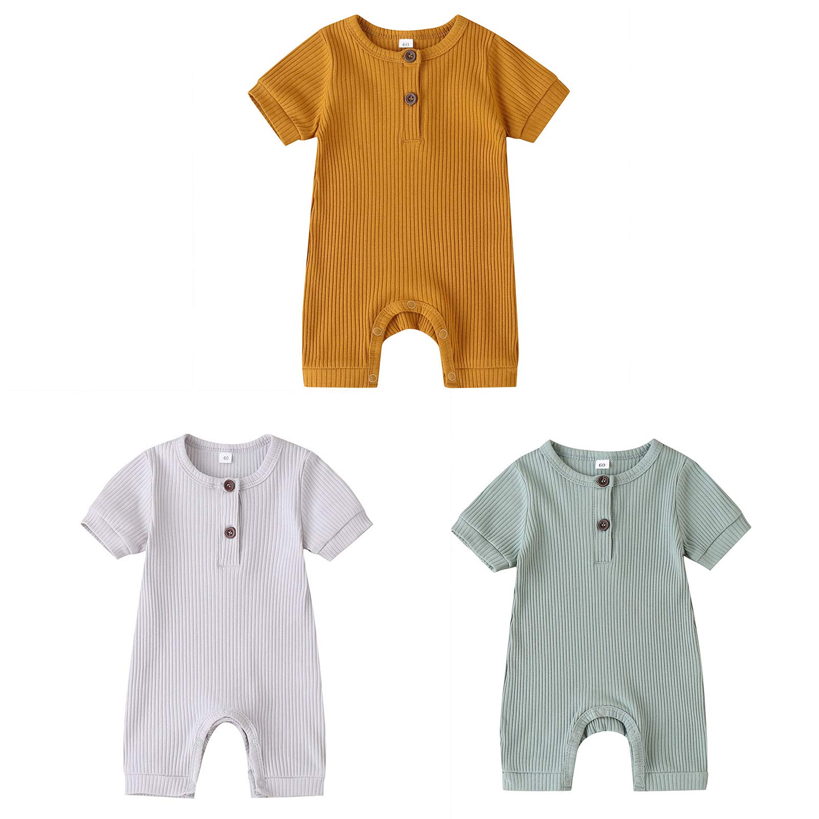 amropi Bebé Niñas Mono Pack de 3 Peleles Niños Pijama Mameluco de Manga Corta por 0-18 Meses