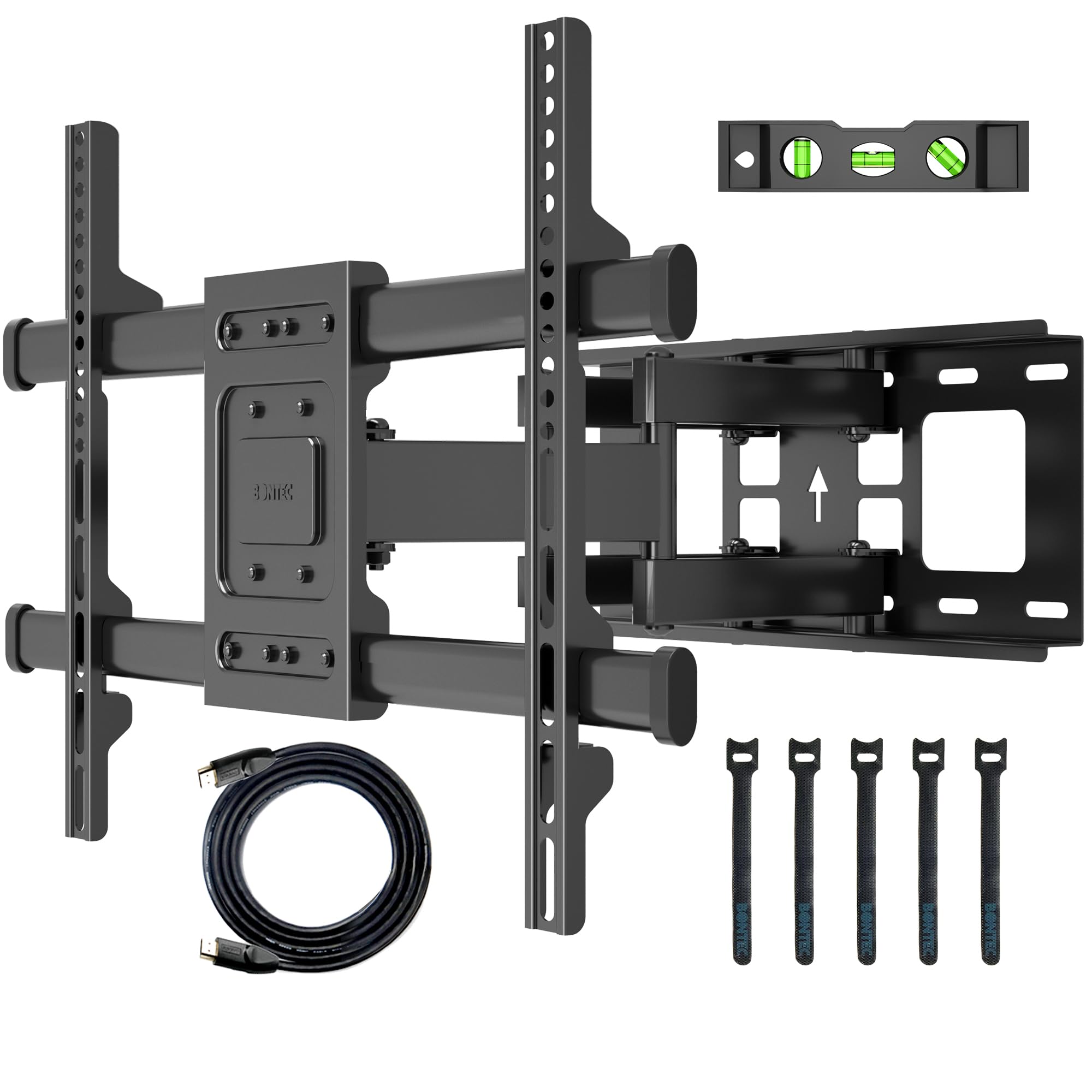 BONTEC TV Wall Bracket for 32-85 Inch LED LCD, Full Motion Swivel Tilt TV Wall Mount, Heavy Duty Dual Arms up to 60kg, Max VESA 600x400mm, Universal TV Mount with HDMI CableBONTEC TV Wall Bracket for 32-85 Inch LED LCD, F…