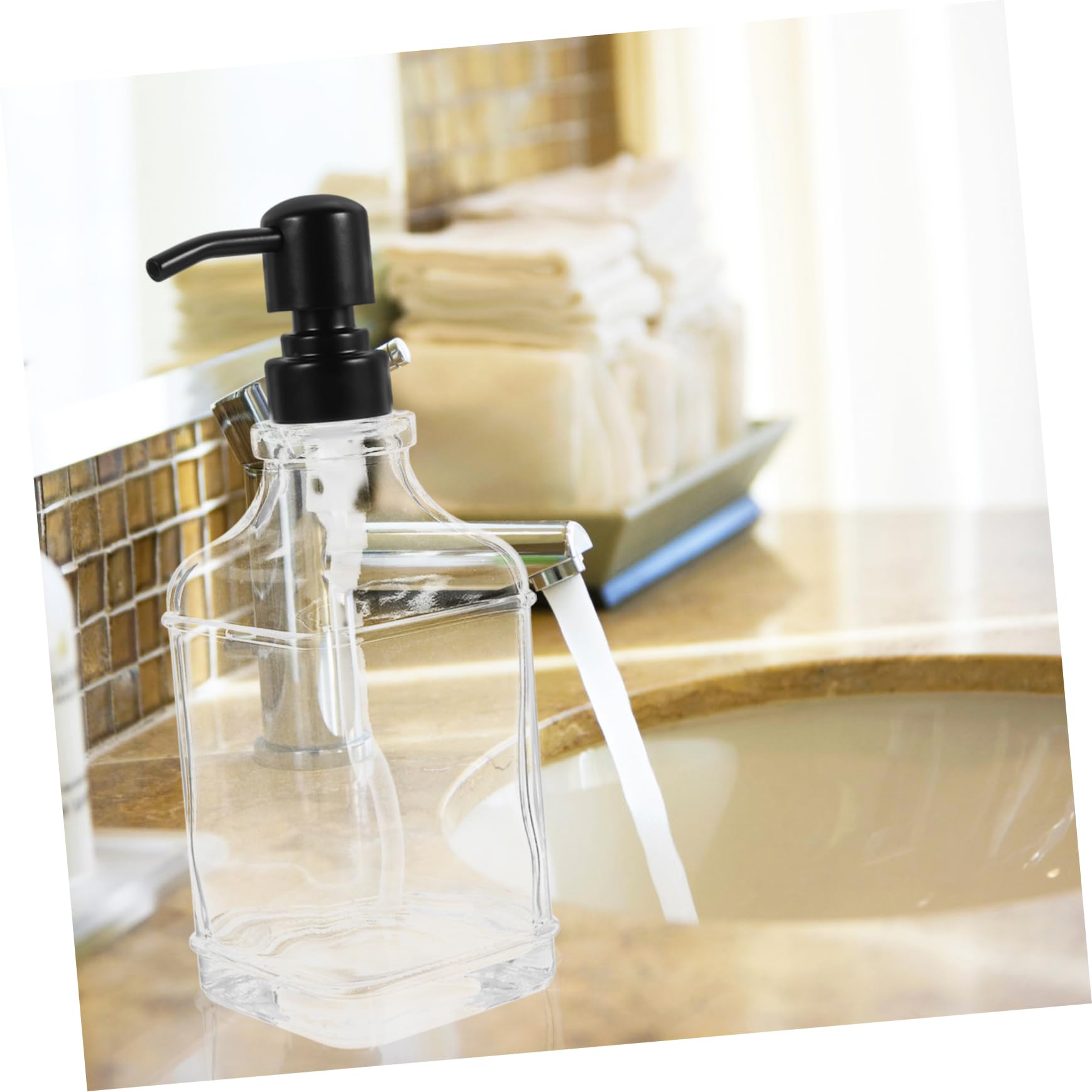 Dispensador De Jabón De Manos Vacío De Vidrio Transparente Dispensador De Jabón para Baño Reutilizable para Loción Champú