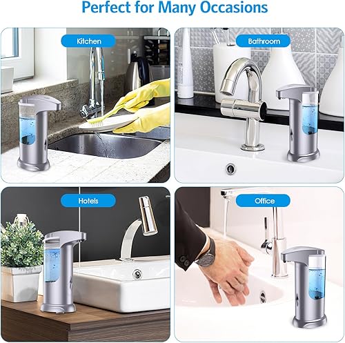 Miniatura 8 de AMIR Dispensador de jabón automático sin contacto de 12.5 onzas, dispensador automático de jabón líquido para manos a pilas, volumen ajustable,