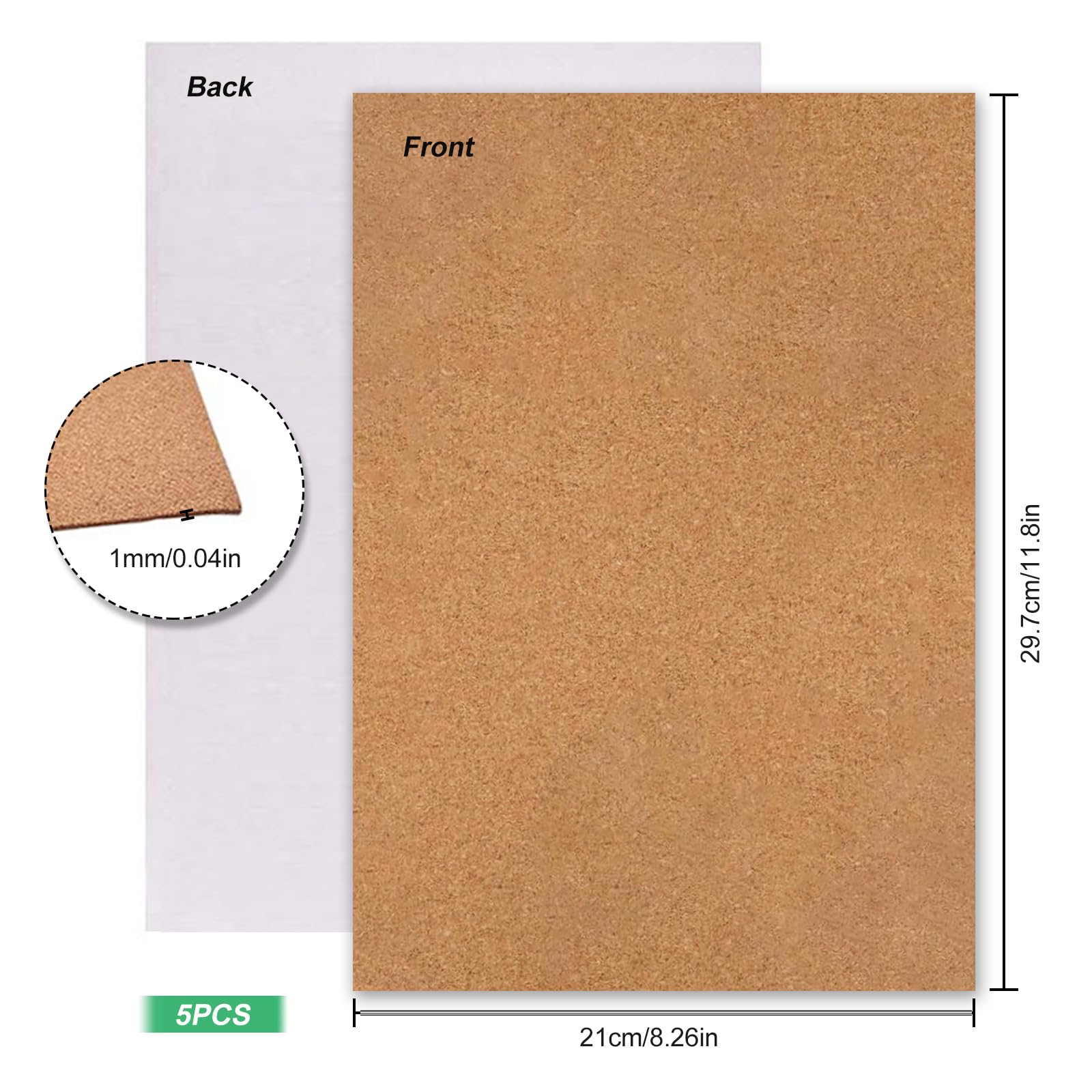 Sporgo Lot De 12 Plaques En Liège Autocollantes 30 X 30 Cm - 1 Mm D