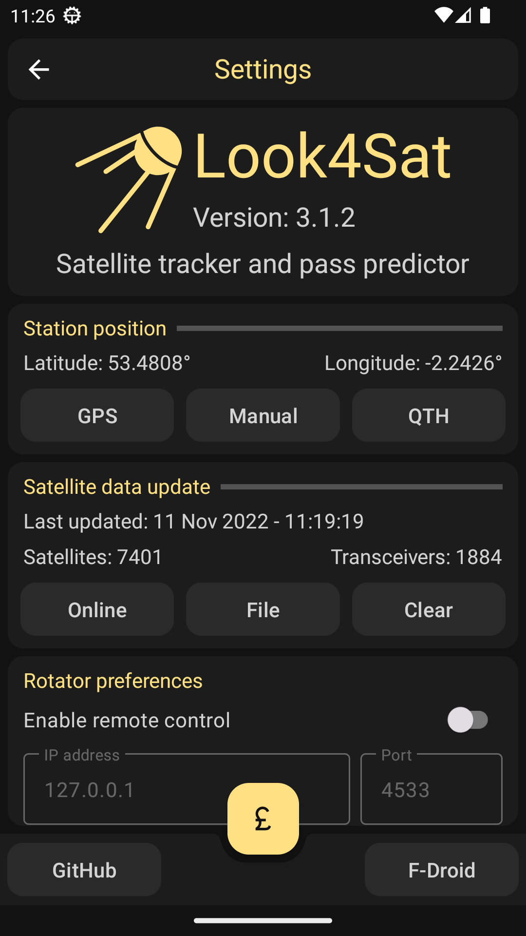 Look4Sat Satellite tracker App on Amazon Appstore