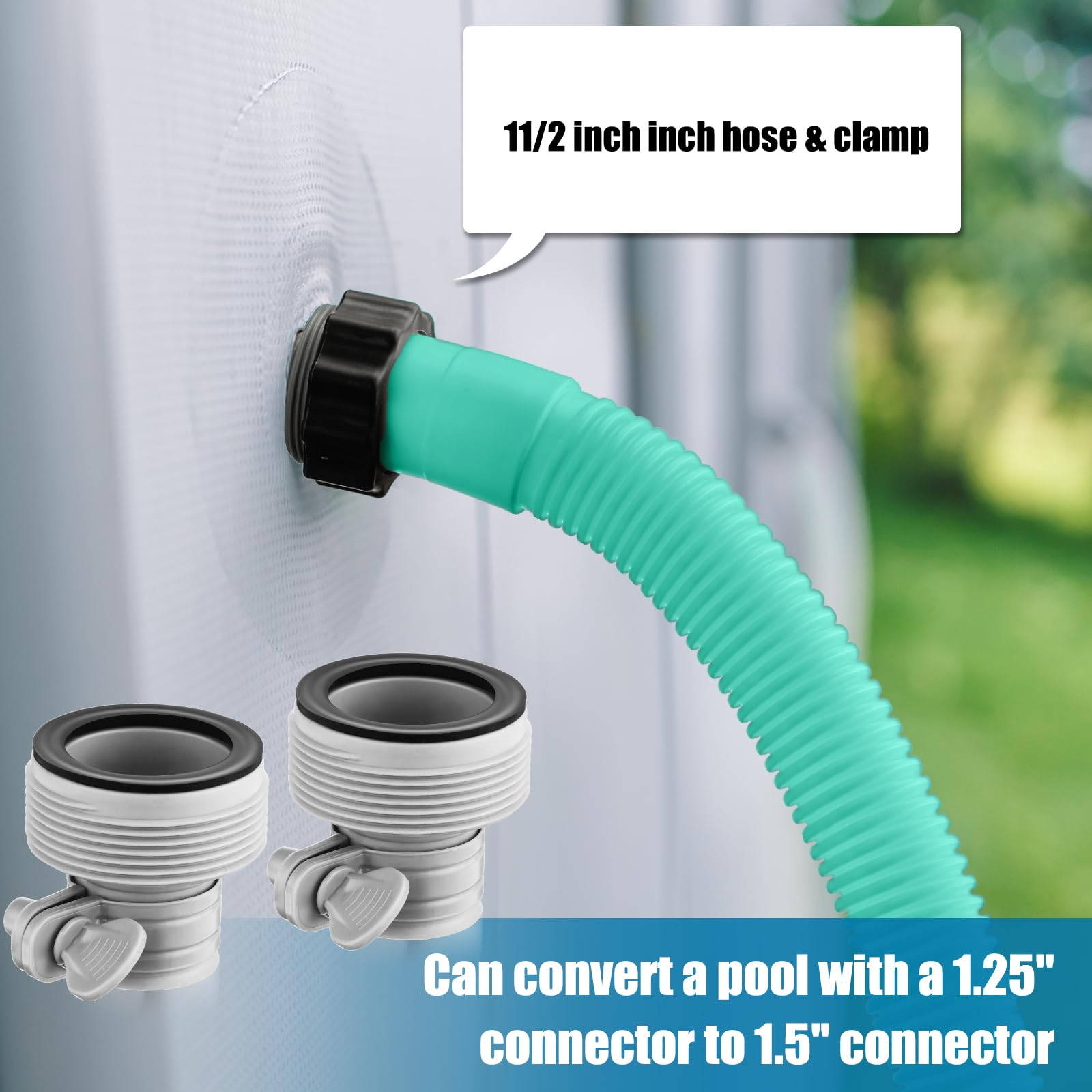 2 mangueras de piscina de 1.5 pulgadas para piscina sobre el suelo, manguera de repuesto de 59 pulgadas de largo, manguera de filtro de manguera de piscina, accesorios de manguera con 2 adaptadores de