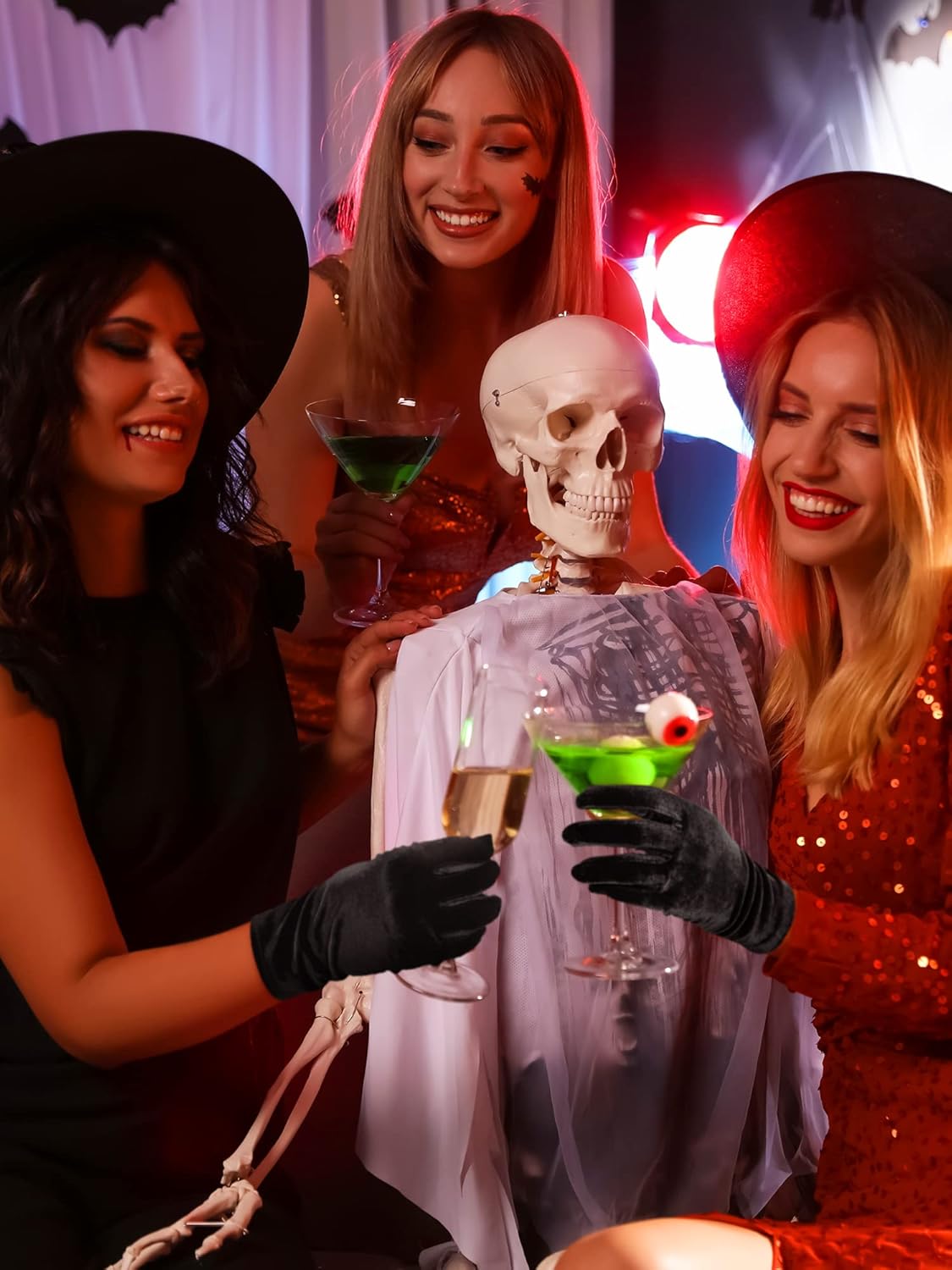 Geyoga 4 Pairs Women Velvet Gloves Short Satin Gloves Winter Cosplay Tea Party Wrist Mitten for Dancing Party Costume - Image 7