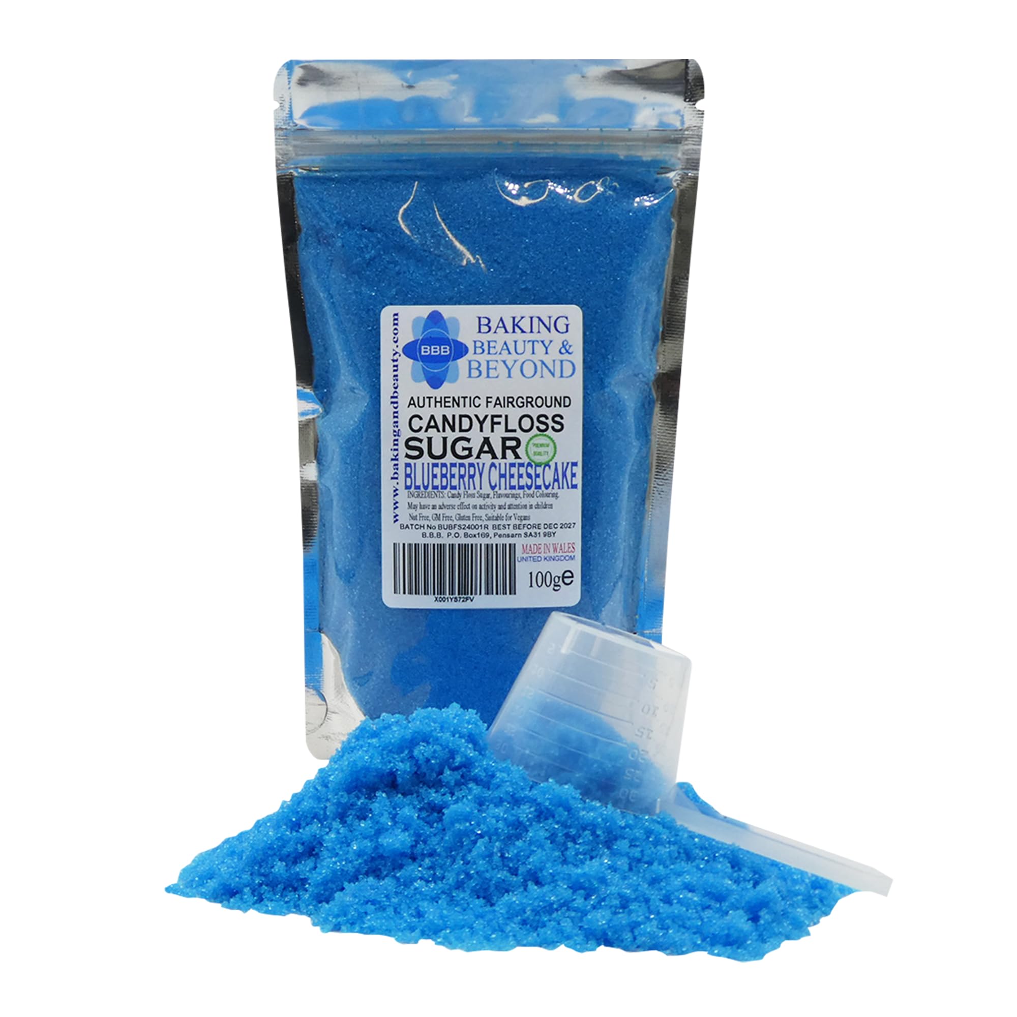 Baking Beauty and Beyond Premium Candy Floss Sugar 100g - Blueberry Cheesecake Flavour