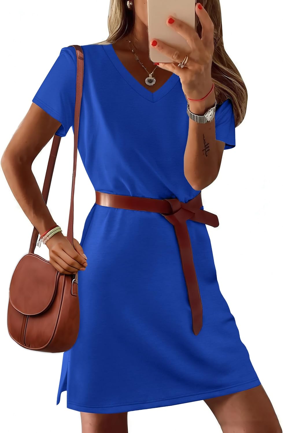 RUMIA Summer Dresses for Women 2026 V-Neck Casual Sundresses T-Shirt Dress - Image 2