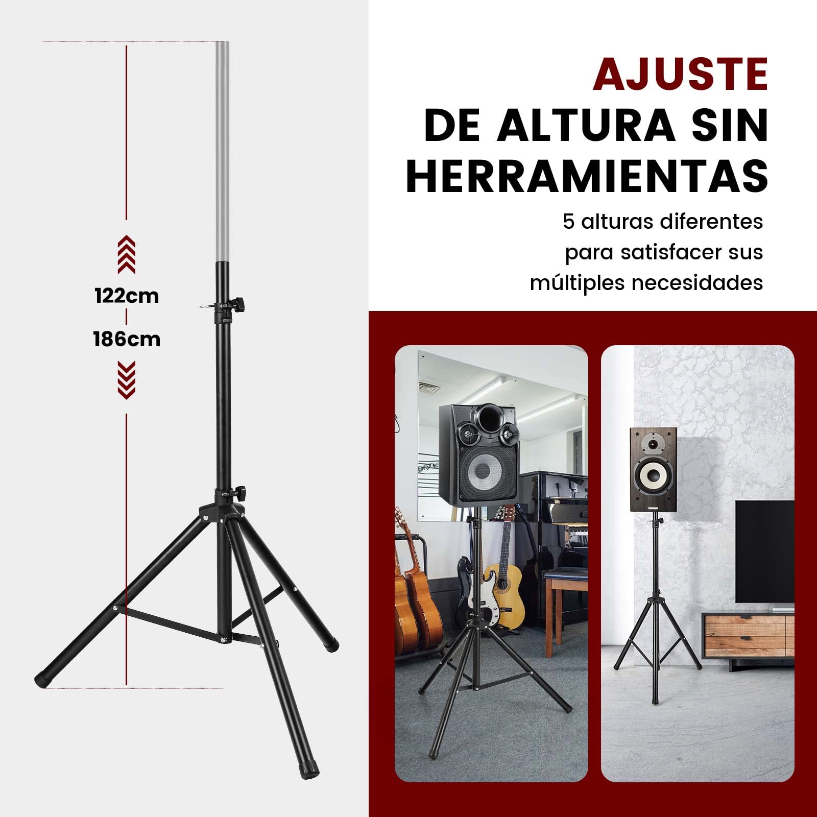 COSTWAY Trípode para Altavoz Soporte Profesional Plegable Altura Ajustable Desde 97-183 cm Capacidad Carga hasta 50 kg