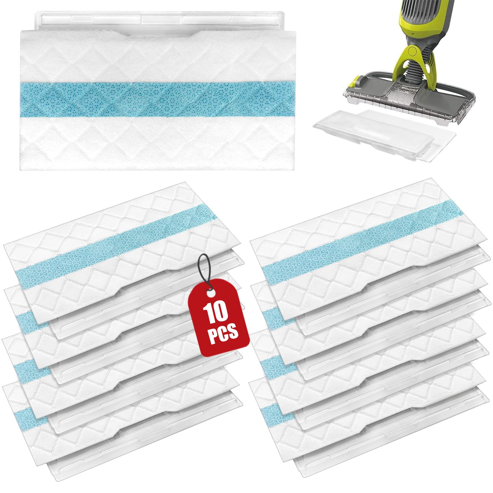 Odashen 10 Pcs Replacement Disposable Mop Pads Refill For Shark Vacmop Pro Cordless Hard Floor Vacuum Mop Vm252 Vm250 Vm200 Spare Parts, Part Vmp30