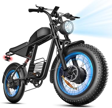 Electric Bike for Adults, 48V 3000W Dual Peak Motor, 35 mph Top Speed, 20" 4.0" Fat Tires, 7-Speed Shimano Gears, Hydraulic Disc Brakes, 55-Mile Pedal Assist, for City, Mountain & Beach Riding