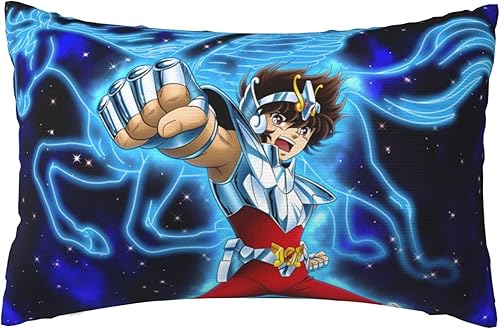 Saint Seiya - Fundas de almohada con patrón decorativo cuadrado para dormitorio, sofá, silla, talla única