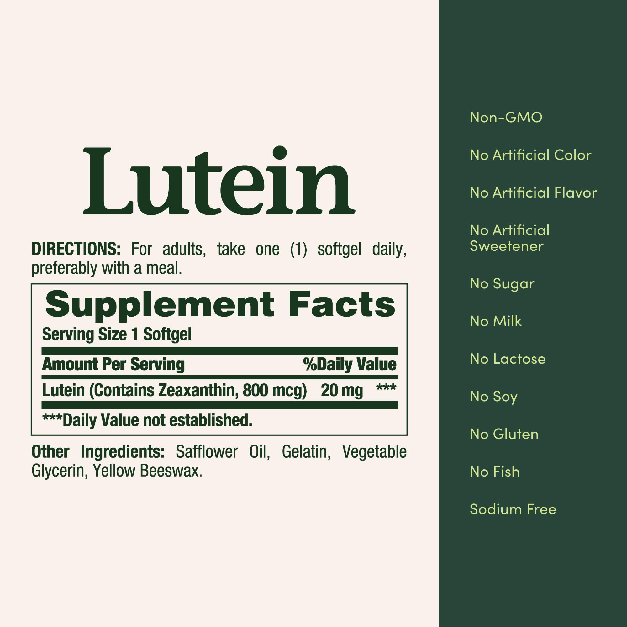 Nature's Bounty Lutein 20 mg, 40 Softgels — Amazon image 5