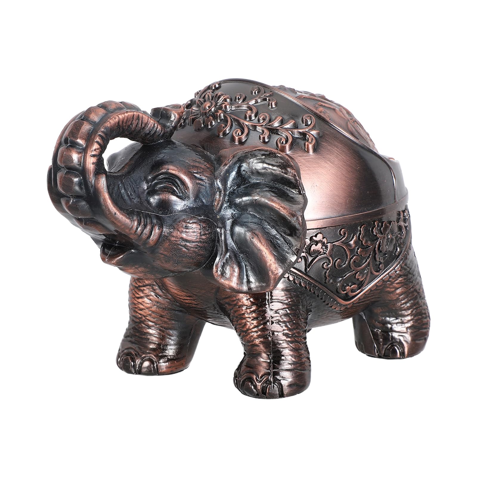 Cendrier vintage éléphant en métal rouge sculpté de style rétro
