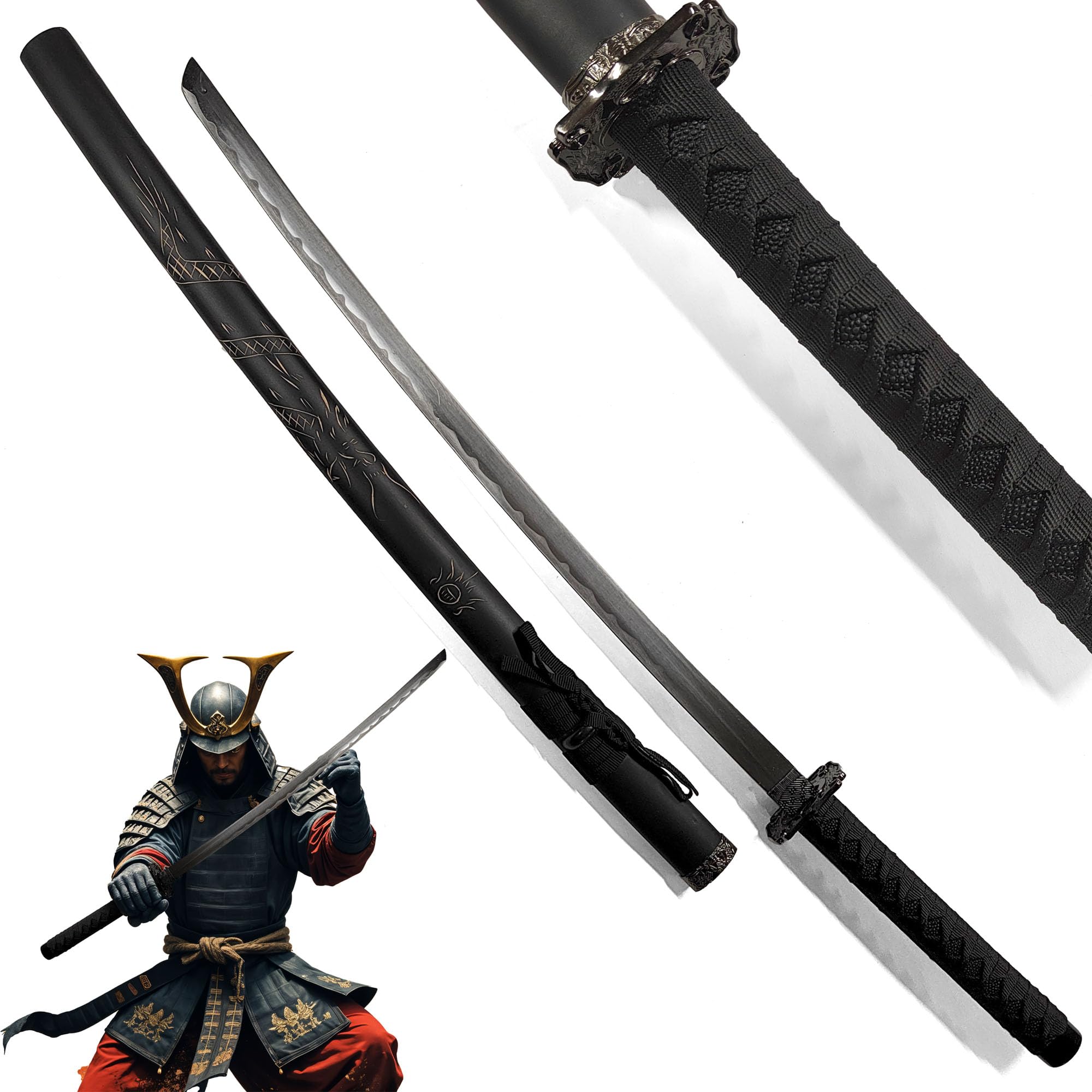 Katana Schwert echt Samurai Schwert aus Stahl mit Einer Scheide zur Dekoration für Shogun Shadows Sword Schwerter einen Sammler oder als Geschenk für Cosplay oder Anime