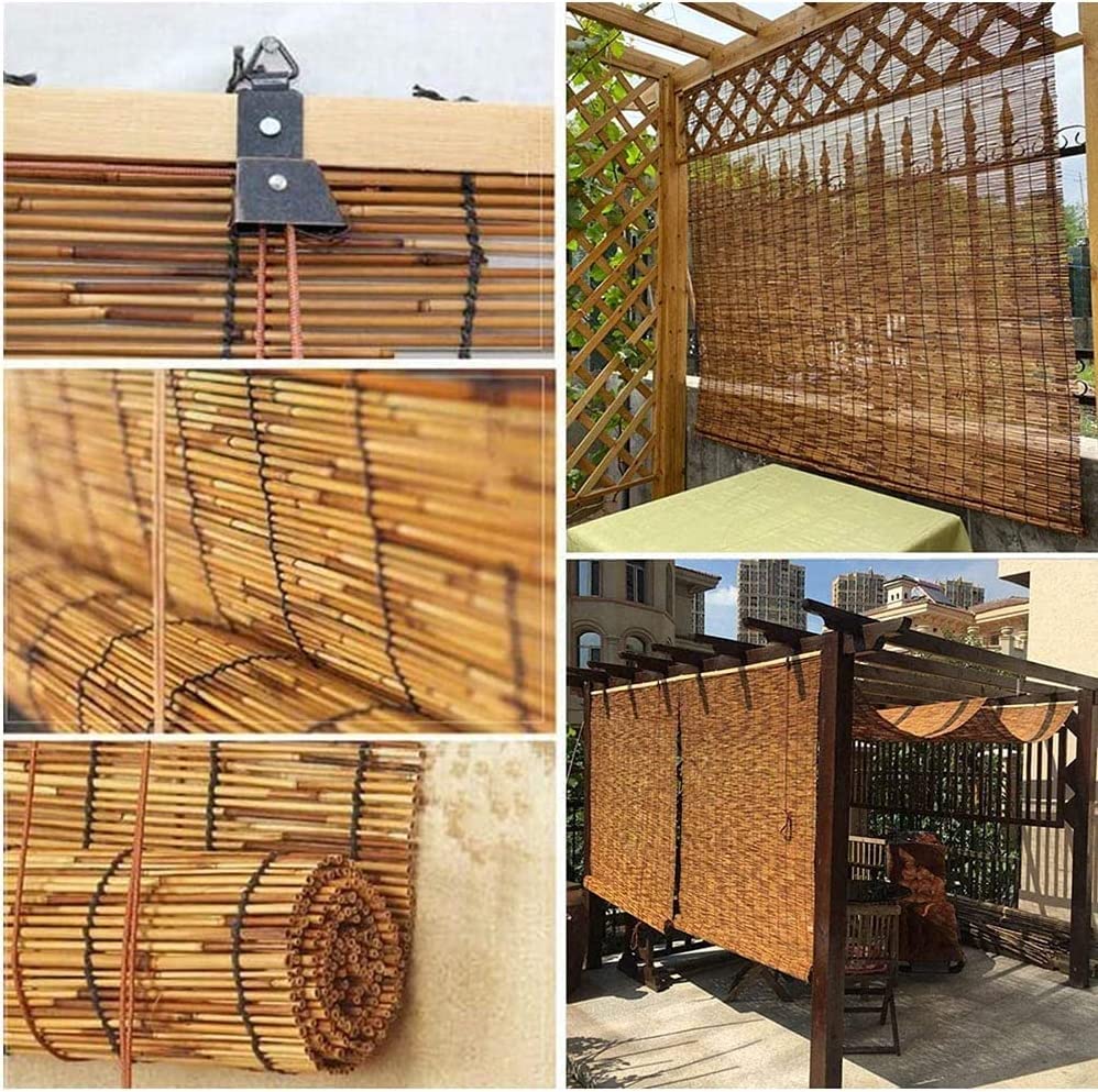 Amazon.de: YZJJ Natur Rollo Bambus Outdoor Bambusrollo Wetterfest Raffrollo  Wasserfest Sichtschutz Holzjalousie Aussenbereich Sonnenschutz (Size :  W130xH250cm/51x99in)