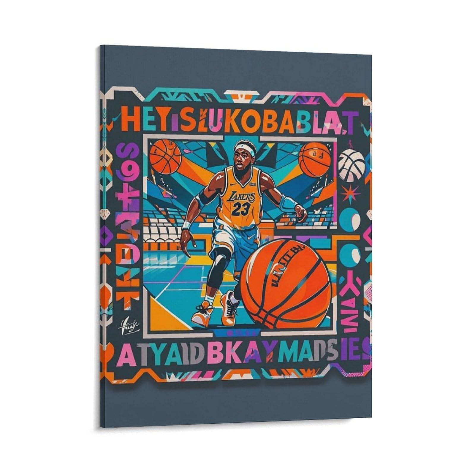 Cool Basketball Theme Wall Art for Home, Abstract Canvas Framed Painting for Living Room, Portable Poster Print for Wall Decor, Personalized Artwork Picture for Hallway, Bedroom 16x20inch(41x51cm)