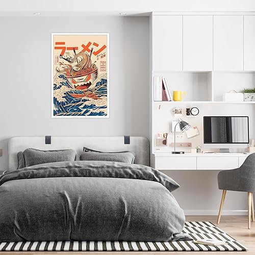 Miniatura 3 de Trendy The Great Ramen Off Kanagawa - Arte de pared divertido Japón comida bebida pósteres de lienzo asiático fideos sopa olas impresiones