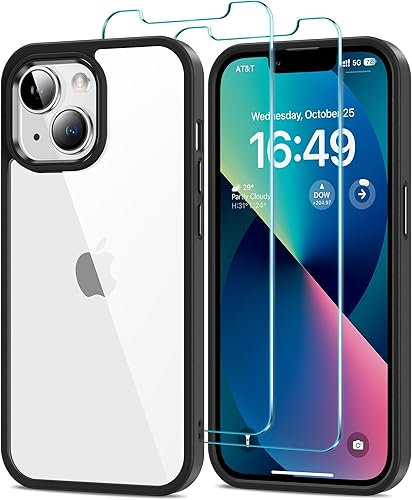 Miniatura 30 de HOOMIL Funda para iPhone 12/iPhone 12 Pro con 2 protectores de pantalla de vidrio templado, sin amarillamiento, protección contra caídas, arañazos,