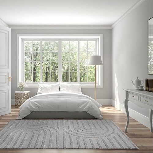 Miniatura 8 de LUXE WEAVERS Alfombra geométrica moderna plateada 6x9, alfombra de textura alta y baja