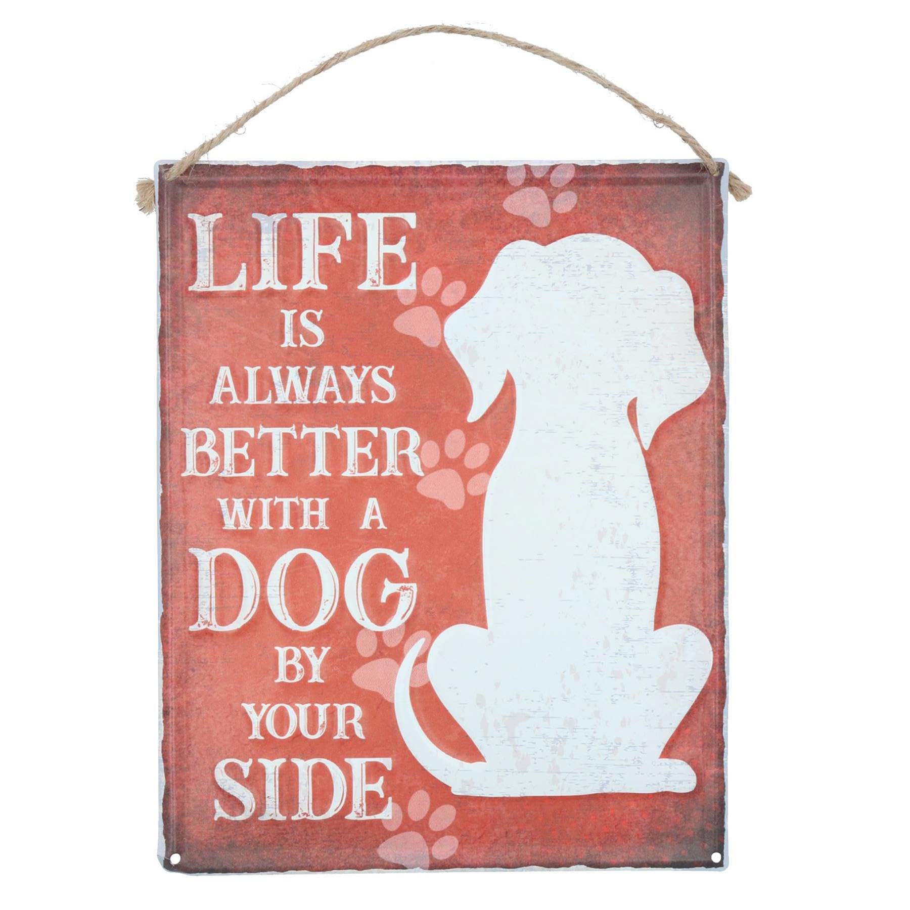Plaque métallique Life is Better with a Dog pour la décoration du salon ou de la terrasse