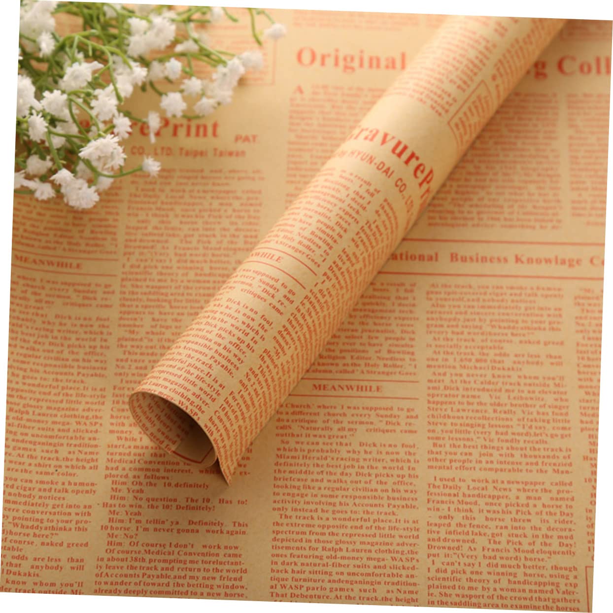 Amosfun 50blätter Vintage-kraftpapier für Geschenkpapier Blumenverpackung und Papierverpackungen Reißfestes Geschenkpapier aus Hochwertigem Papier Geeignet für Geburtstag Zufälliger Stil