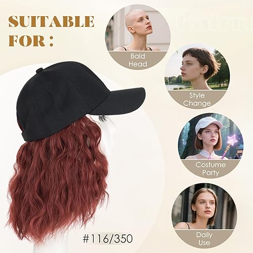 Miniatura 27 de Hairro Cap with Hair Attached For Women Wig Hat with Hair Short Bob style Synthetic Wavy Curly Adjustable Ball Cap Wiggy Hair Extensions 8" 180g #1
