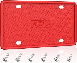 Silicone License Plate Frames, License Plate Holder for US CA Cars, Silicone Car Plate Cover Rustproof & Rattle Proof & Weatherproof Car Accessories (Red 1 Pack)