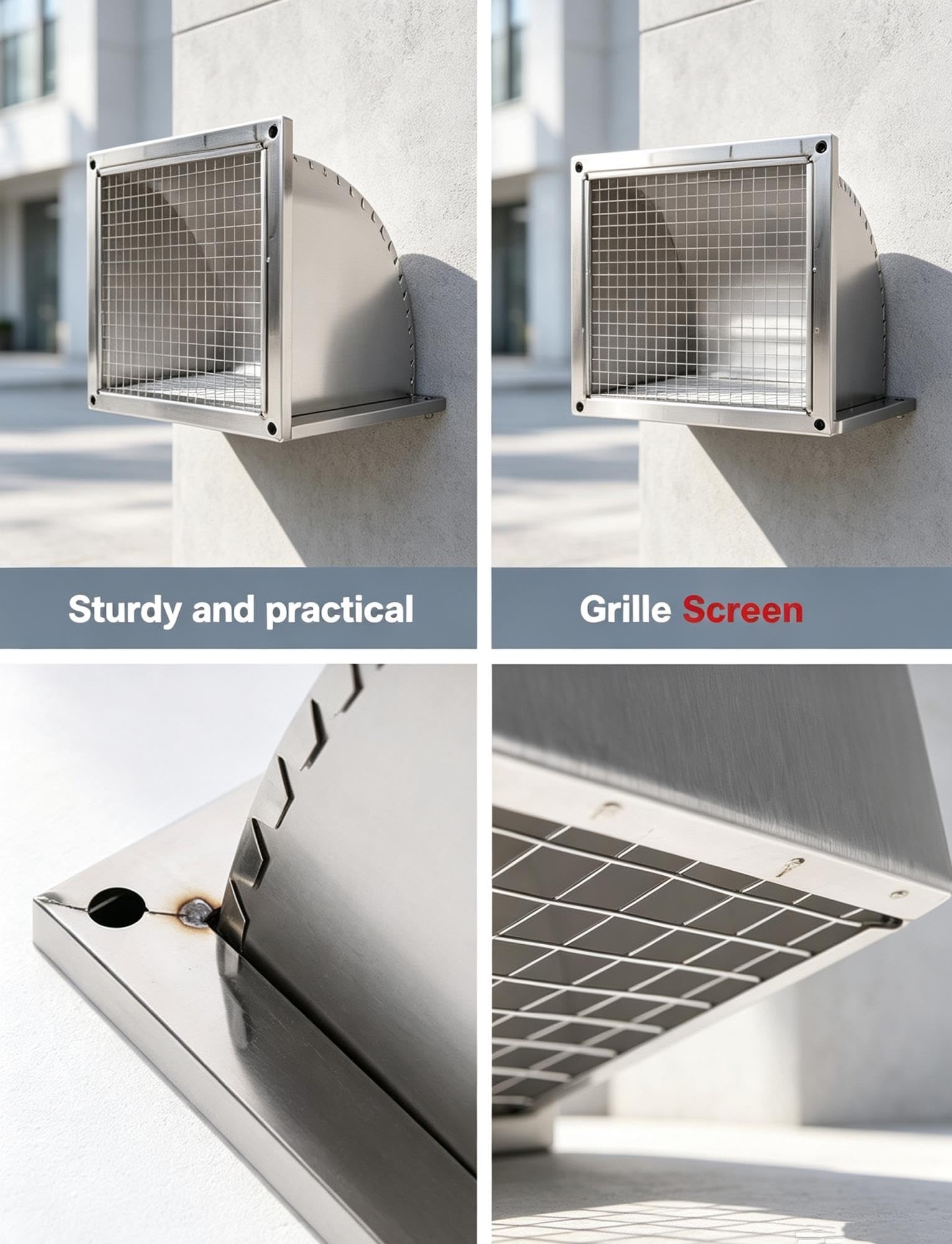 Rejilla de Ventilación Exterior de Acero Inoxidable con Malla
