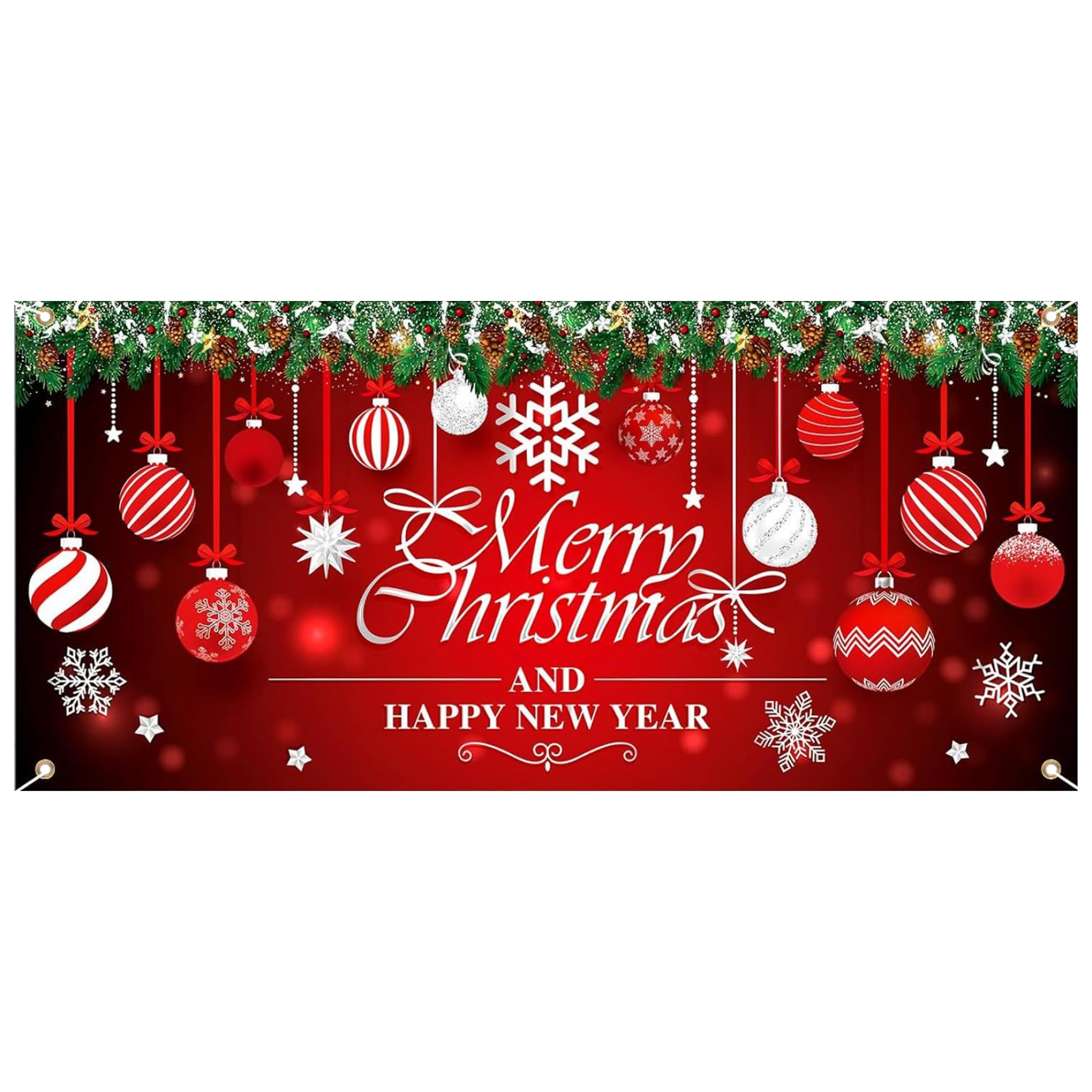 Banner de porte de garage Noël 7x16 pi grand format avec œillets de fixation