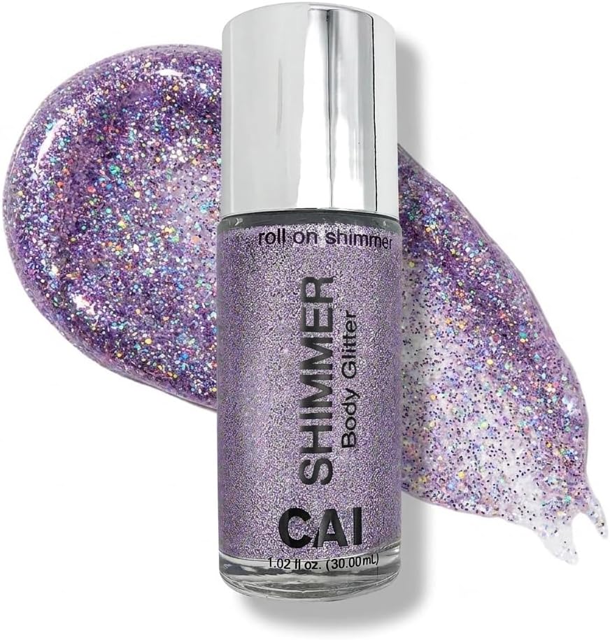 CAI Beauty Stardust Violet Holographic Glitter Gel Roll-On 1 Bottle Hair Glitter, Body Glitter & Face Glitter for Women Kids, Cosmetic Grade, No Glue, Easy Apply & Wash Off, Festival Rave 1 Oz