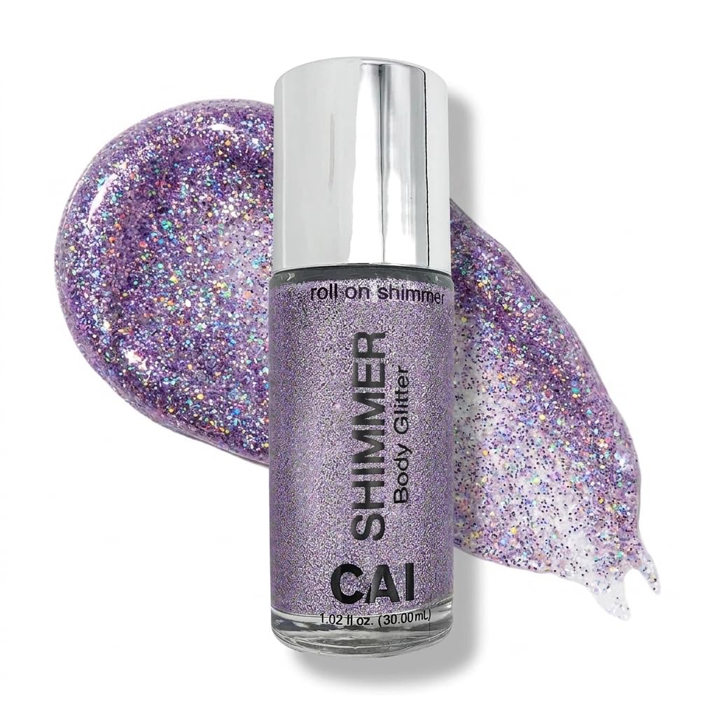 Body Glitter Gel- Face, Body & Hair ( 1 Pk StarDust Violet ) Iridescent Holograph Roll-on 1 oz | Cosmetic-Grade MakeUp, Apply without Glue, Easy to Take Off & Keep Skin Clean - for Concerts, Raves & Parties