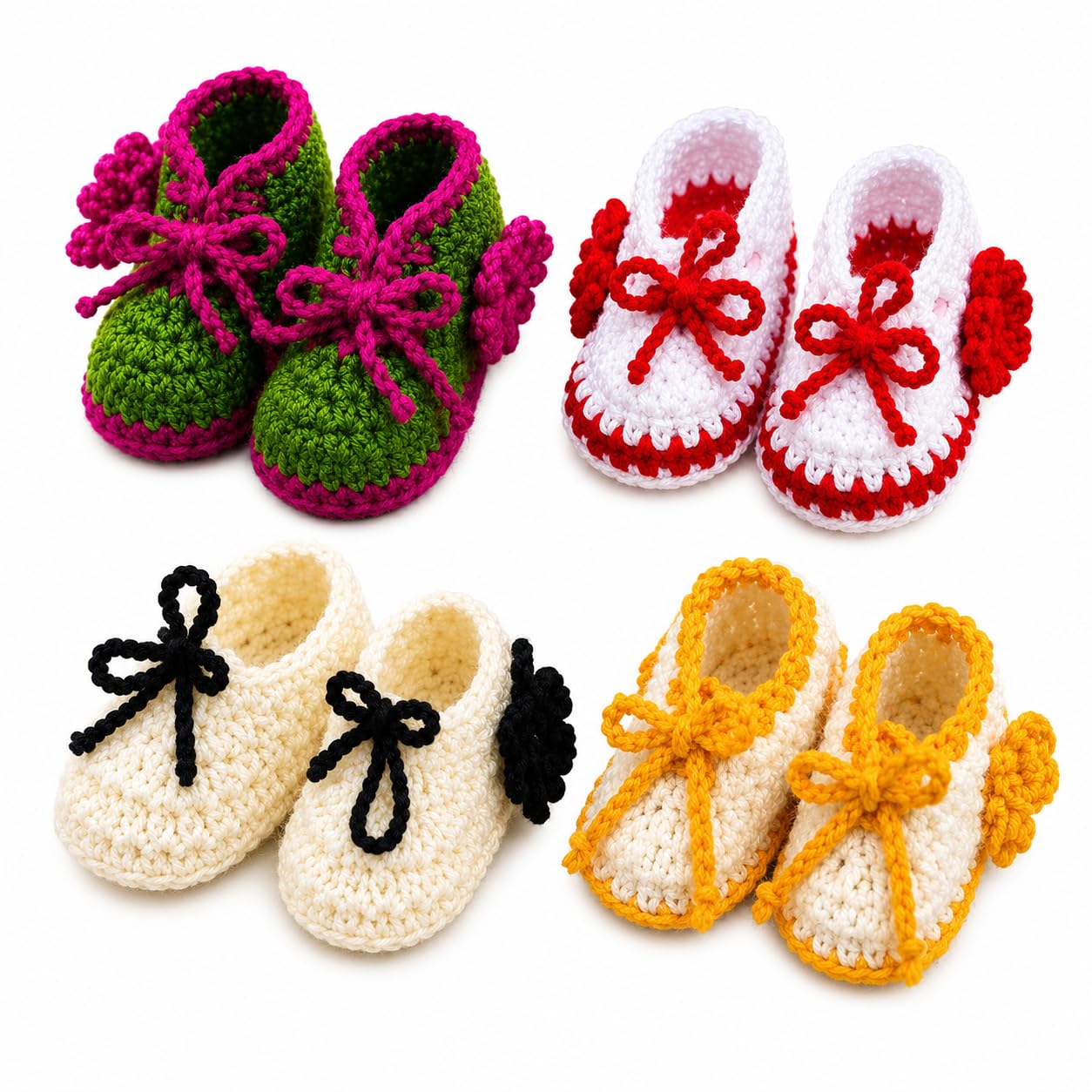 Handmade Crochet Baby Booties for Newborn Boys & Girls,Soft Cotton Knitted Infant Shoes (MULTICOLUR) 1 Pair-image-47