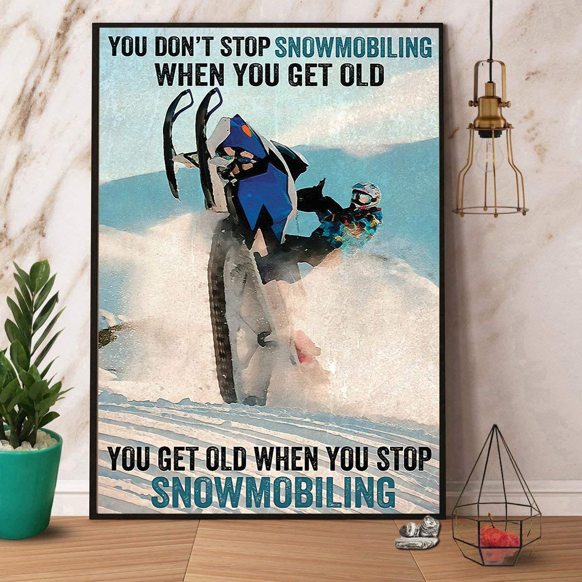 Targa In Latta Vintage Divertente 20x30 Cm Con Scritta Inglese 'You Get Old When You Stop Snowmobiling', Decorazione Da Parete Per Garage E Casa - 2