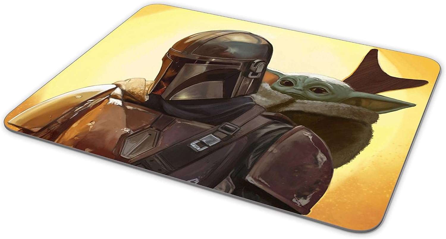 Baby Yoda and Mandalorian Mouse Pad - Rectangular Non-Slip Rubber Pad for Office and Gaming image 4