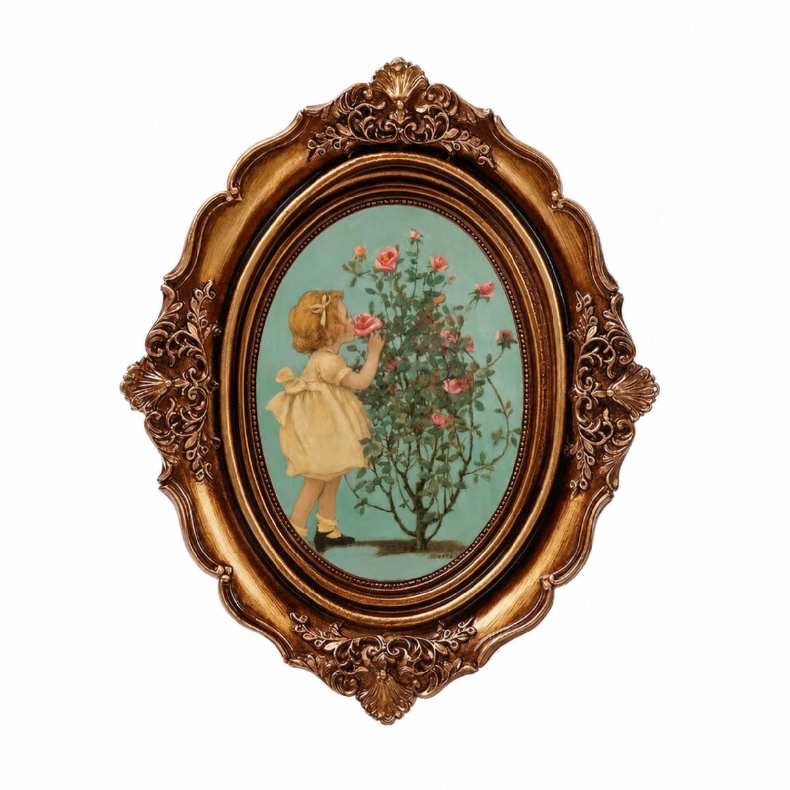 SNAPPSY Oval Picture Frame Gold Ornate Picture Frame Antique for Interior Decorators, Art Collectors, Living Room, Bedroom, Entryway 6 Inch Paper a-image-25