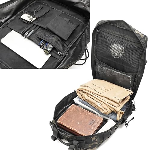 Miniatura 6 de VTACOUTV Mochila táctica militar W.Gun Holster, mochila de caza para hombres Army Molle Daypack 3-Day Pack W.Side Pocket, Negro Cp, Mochila táctica