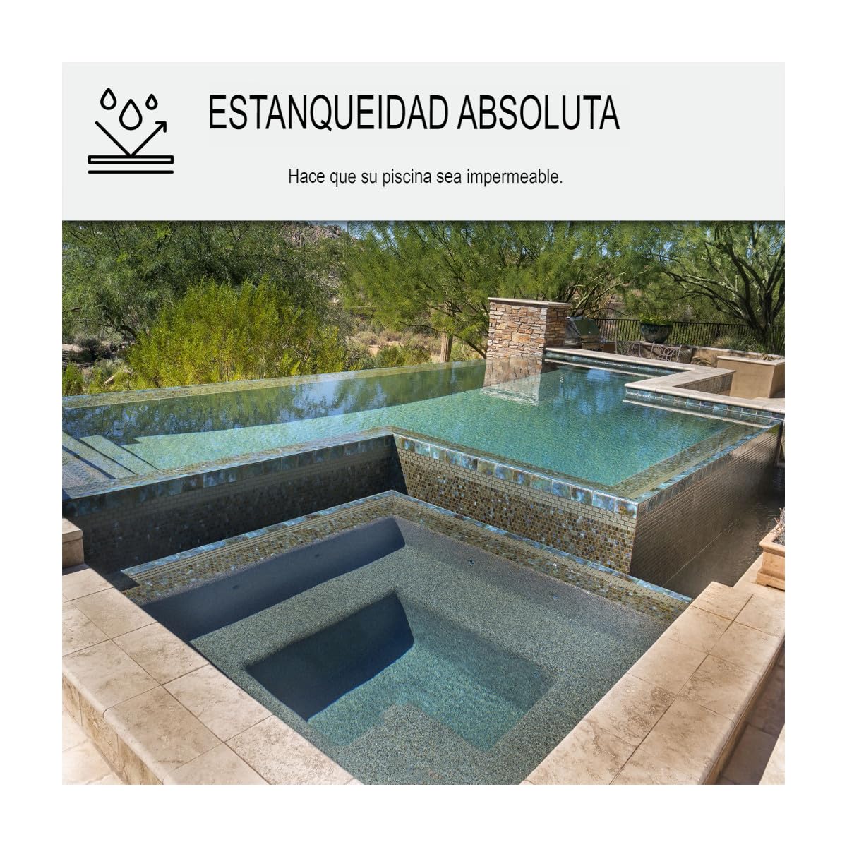 Resina Impermeabilización Piscina Embaldosada 10 m², soporte poroso Transparente | Impermeabiliza Azulejos y Hormigón, Imprimación de Adherencia, Repara, Resiste al Cloro y la Sal - Arcane Industries
