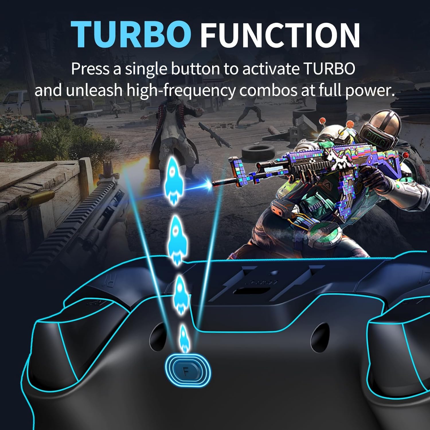 NBCP For PS4 Wireless Controller, Compatible With PS4/PS3/PC/iOS/Android,Six-Axis Gyroscope, Dual Vibration,1200mAh Battery,Dual Hall Effect Triggers,Touchpad, Turbo Function