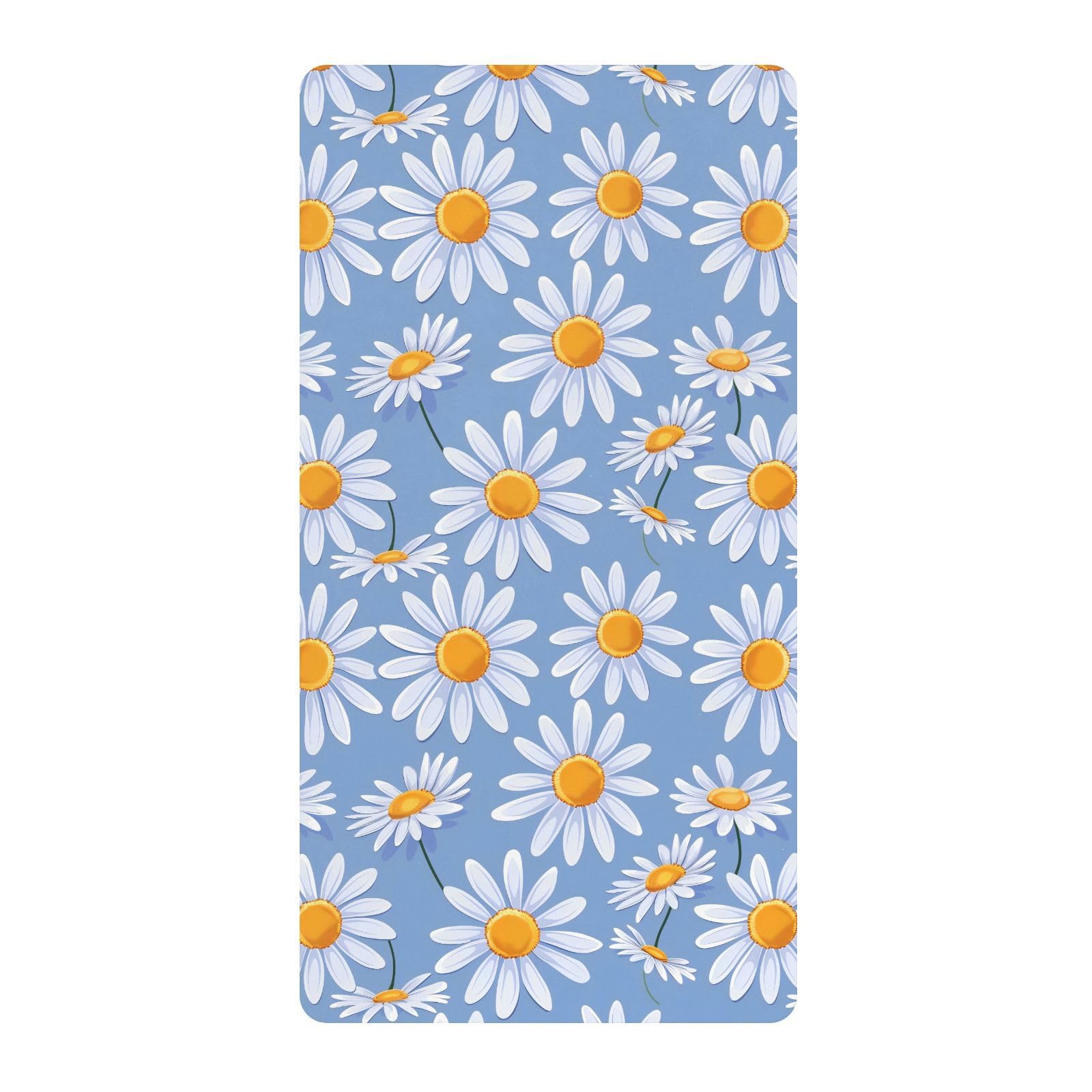 Sábanas de algodón para cuna de bebé, niños, niñas, diseño floral de margaritas, suave, para decoración de guardería, 1 paquete de sabanas para cuna