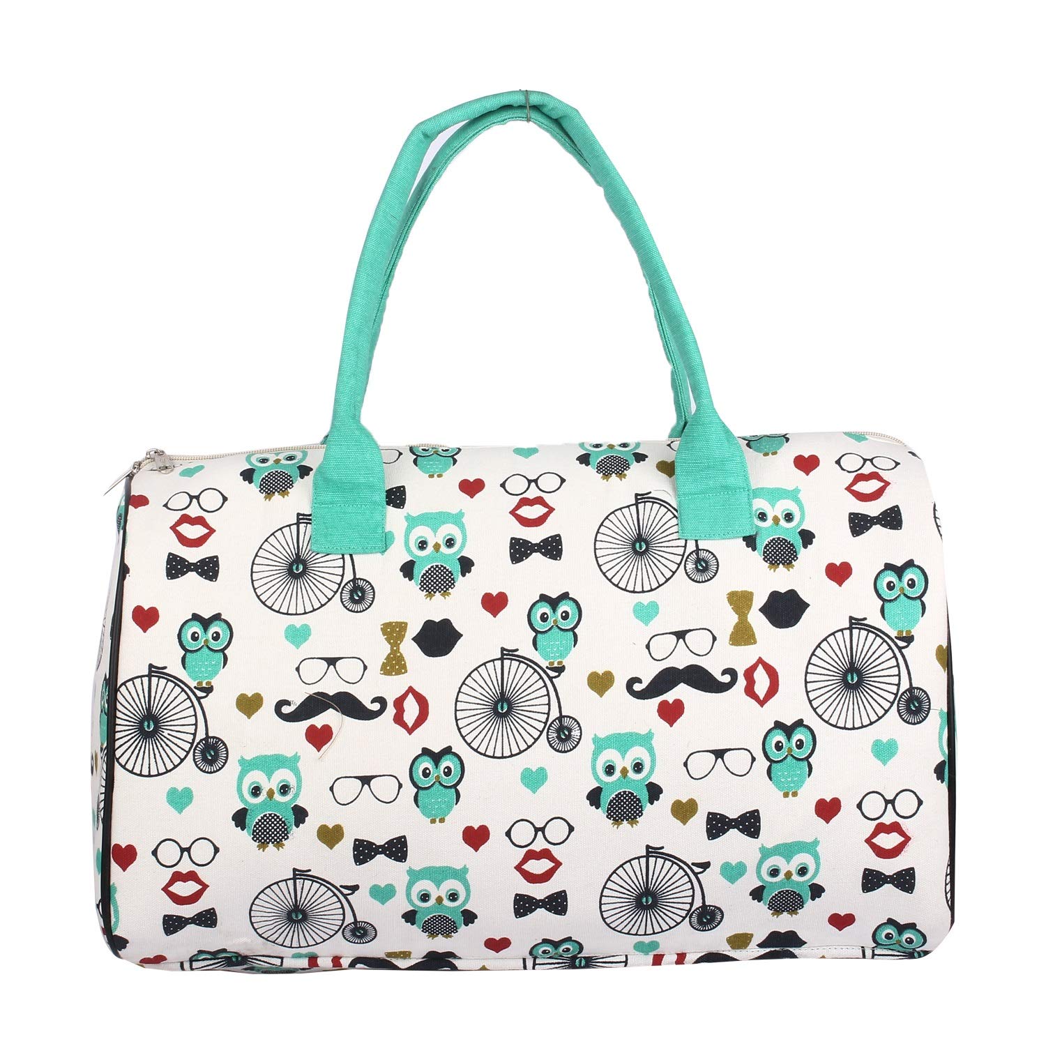 Sontronix Women's Cotton Eco-Friendly Handmade Signature Graphic Design Printed Large Duffel Bag