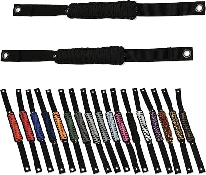 IAG Paracord Roll Bar Grab Handles 2PC for Ford Bronco 2021+, Black | Get in and out easier, non-slip grip, durable no-fray weave, 5-min install, holds 350 lbs, 17 color options